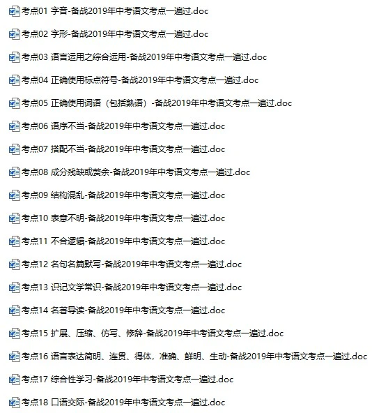 备战2019年中考语文考点一遍过