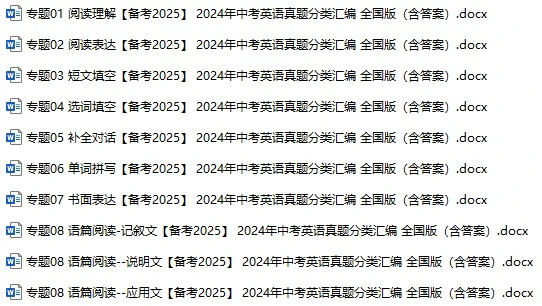 【备考2025】 2024年中考英语真题分类汇编（全国版）（含答案）