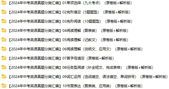 【备考2025】2024年中考英语真题分类汇编（原卷版+解析版）
