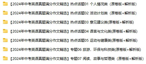 【备考2025】2024年中考英语真题满分作文精选—热点话题分类汇编(原卷版+解析版)