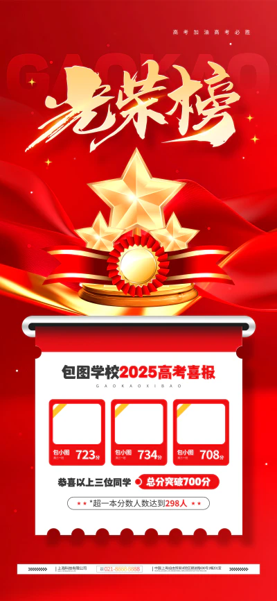 高考光荣榜喜报捷报红色宣传海报