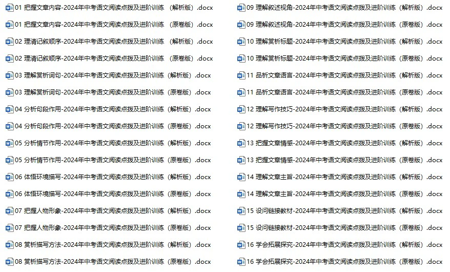 2024年中考语文阅读点拨及进阶训练-记叙文阅读