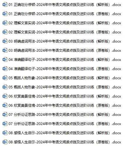 2024年中考语文阅读点拨及进阶训练-文言文阅读