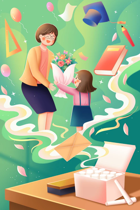 感恩教师节教育插画设计psd源文件