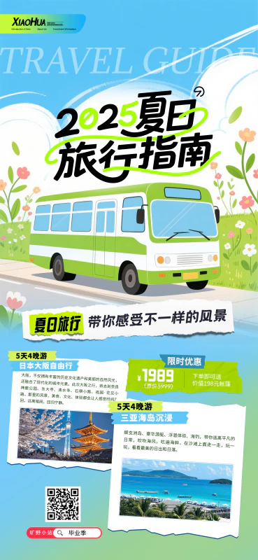 简约小清新2025夏日旅行指南旅游海报设计psd源文件