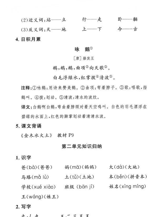 小学语文《孟建平单元知识梳理》(1-6年级上下册)