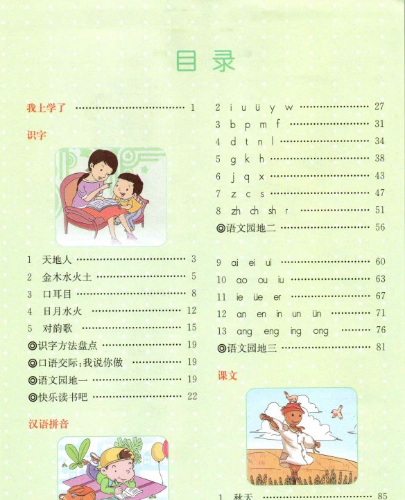 小学语文《教材解读》(1-6年级上册)