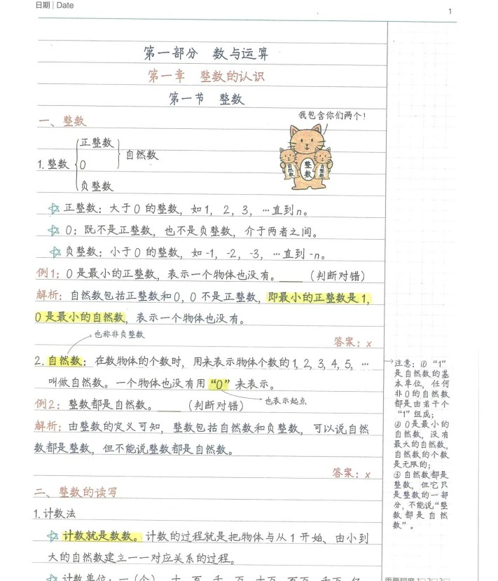 小学学霸笔记-数学