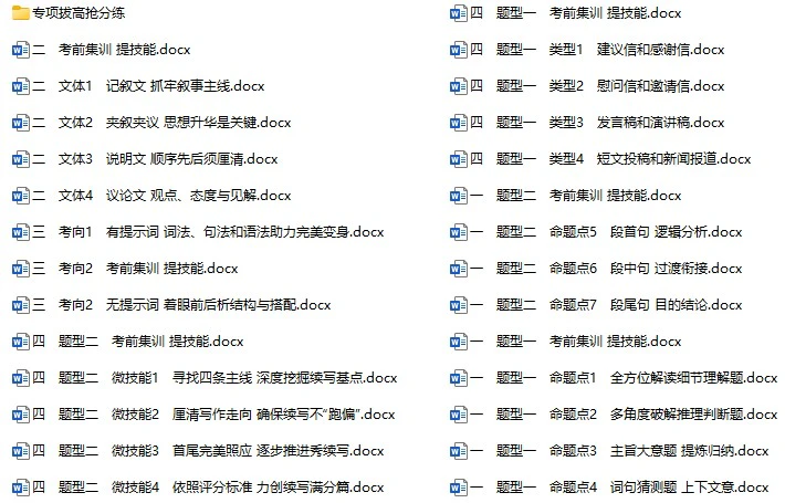 高中各科《高考热点题型与考点专练》2025版docx格式电子版