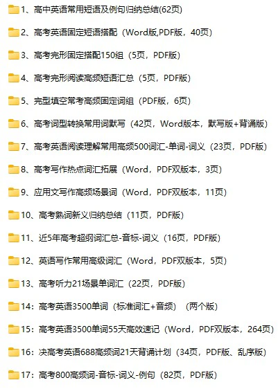 《高考英语资料》docx、pdf格式电子版