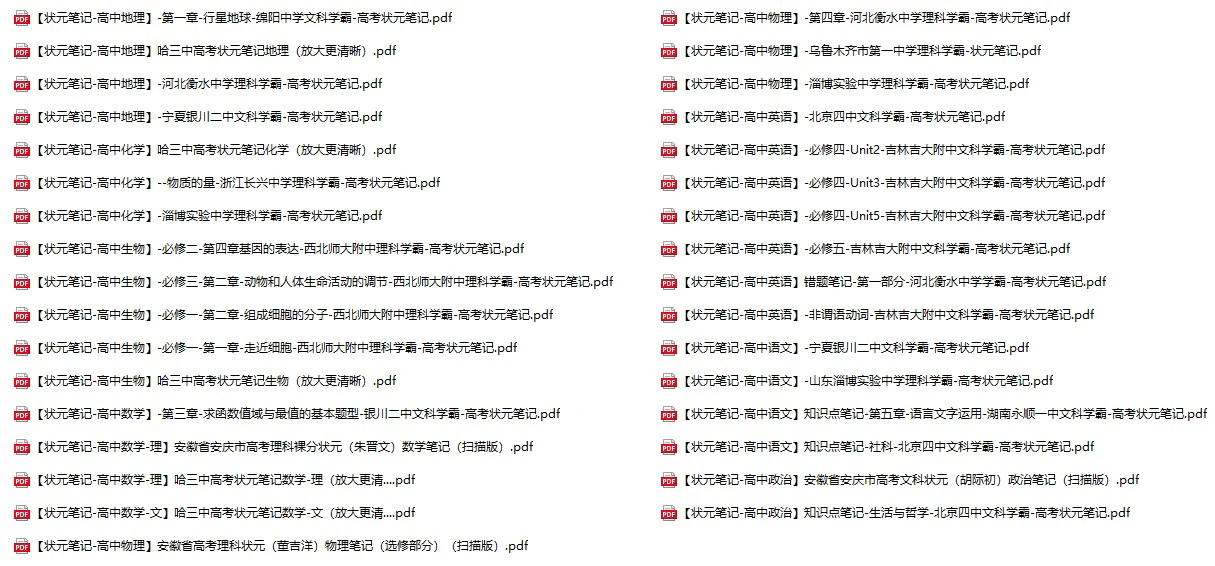 《高中各科状元笔记》pdf格式电子版