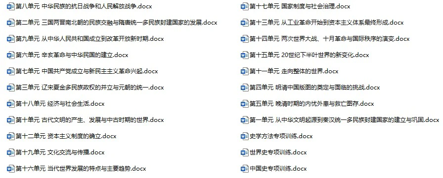 《五年高考题分类训练》历史（2019-2023）