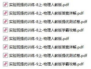 初中物理《实验班提优训练》8-9上册