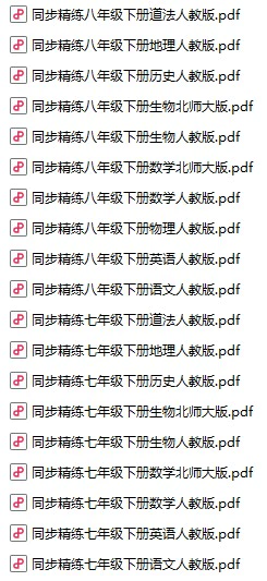 初中各科《同步精练》pdf格式电子版