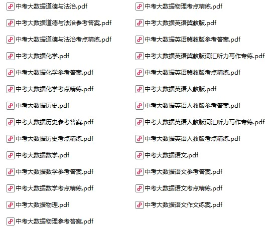 初中各科《中考大数据》pdf格式电子版