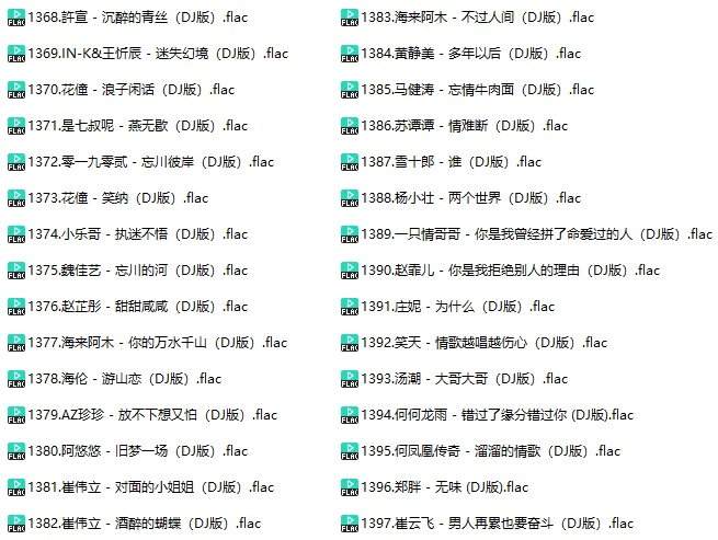 调音师定制无损抖音中文DJ歌(车载音乐FLAC格式)