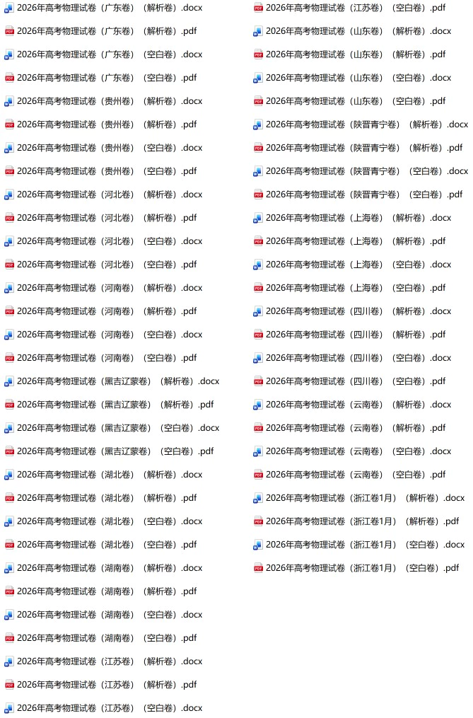 2026年高考物理真题(空白卷+解析卷)