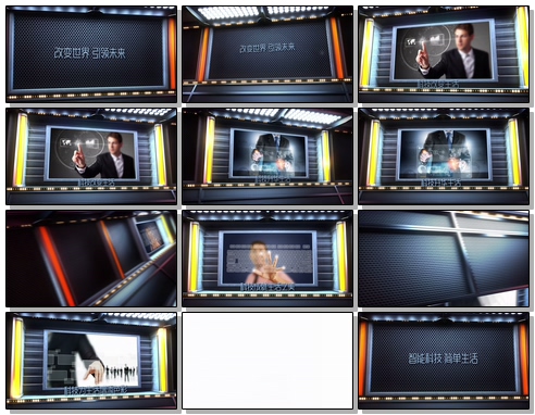 高科技三维屏幕展示模板－动感 绚丽 时尚 媒体 动感开场 媒体宣传 音乐类节目 时尚宣传片 Eduis－B02973
