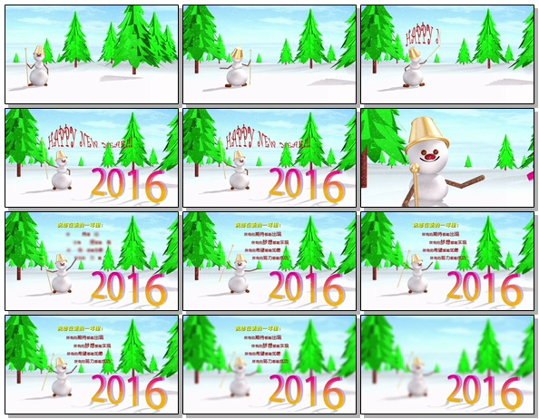 ED小雪人祝你2016新年快乐-圣诞 节日 圣诞老人 新年 Eduis模板-B03044