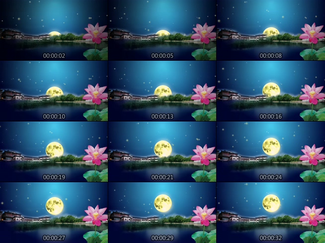 荷塘月亮星空圆月中秋001-LED背景视频素材(有音乐)[B01572]