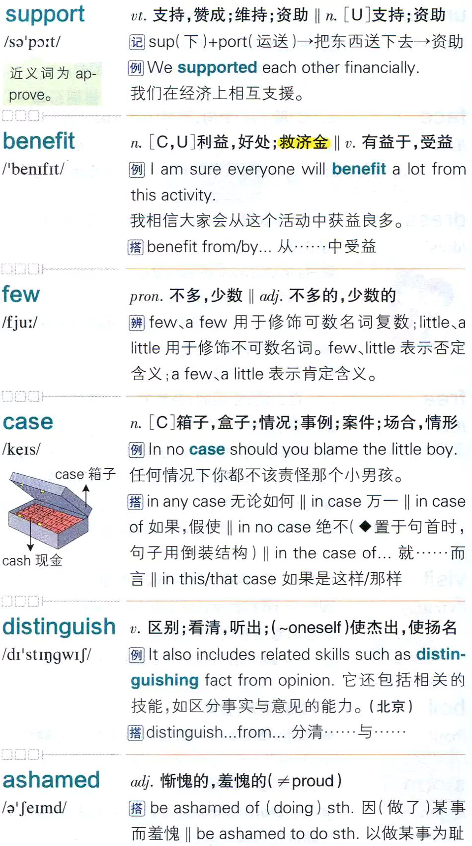 【第134页】supoort,benefit,few,case,distinguish,ashamed