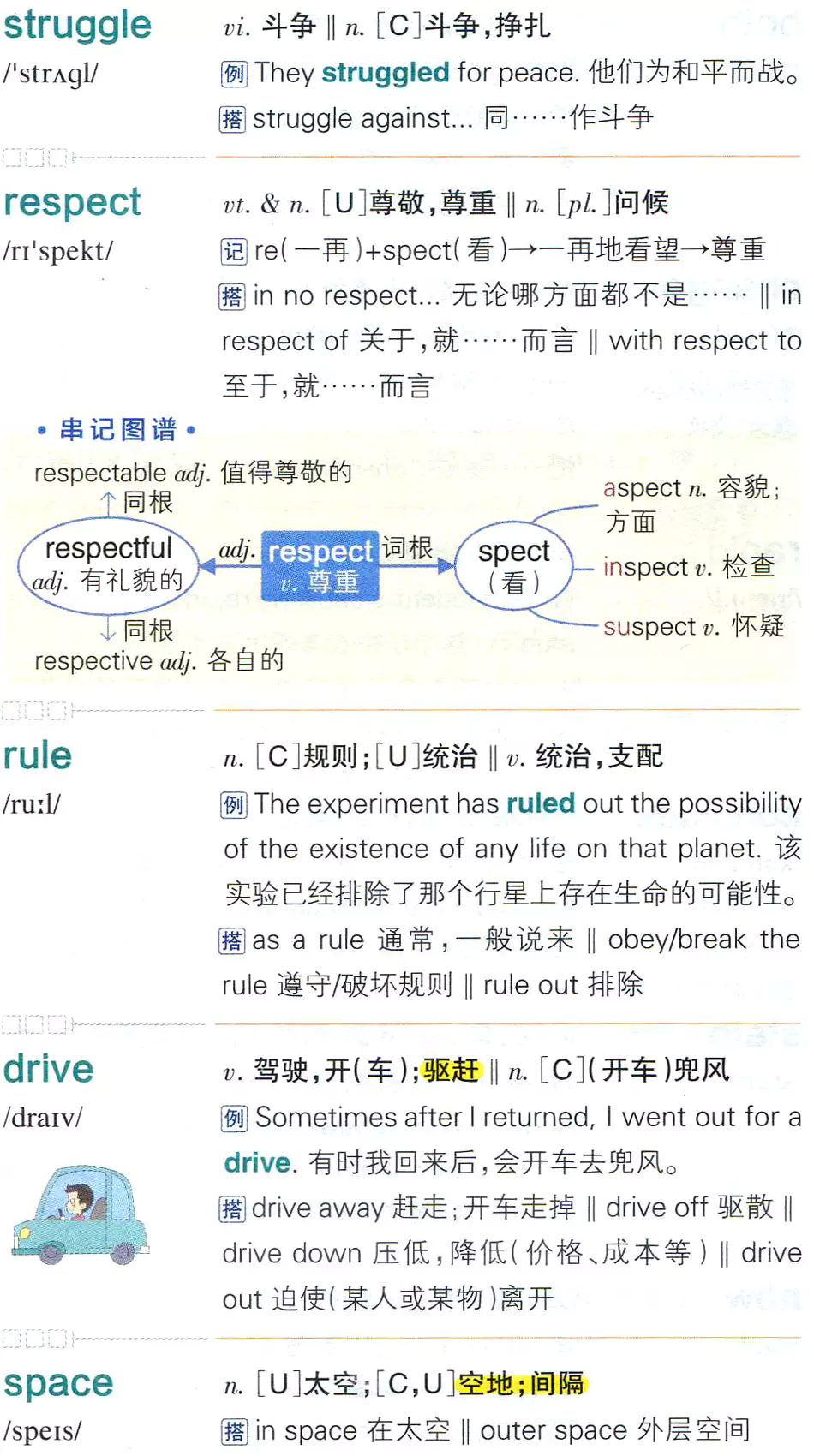 【第218页】struggle,respect,rule,drive,space