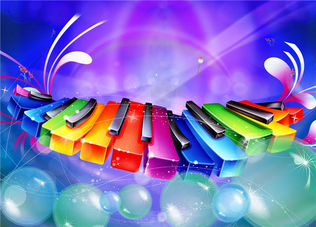 多彩钢琴键盘－61儿童节PSD分层素材模板-B02075