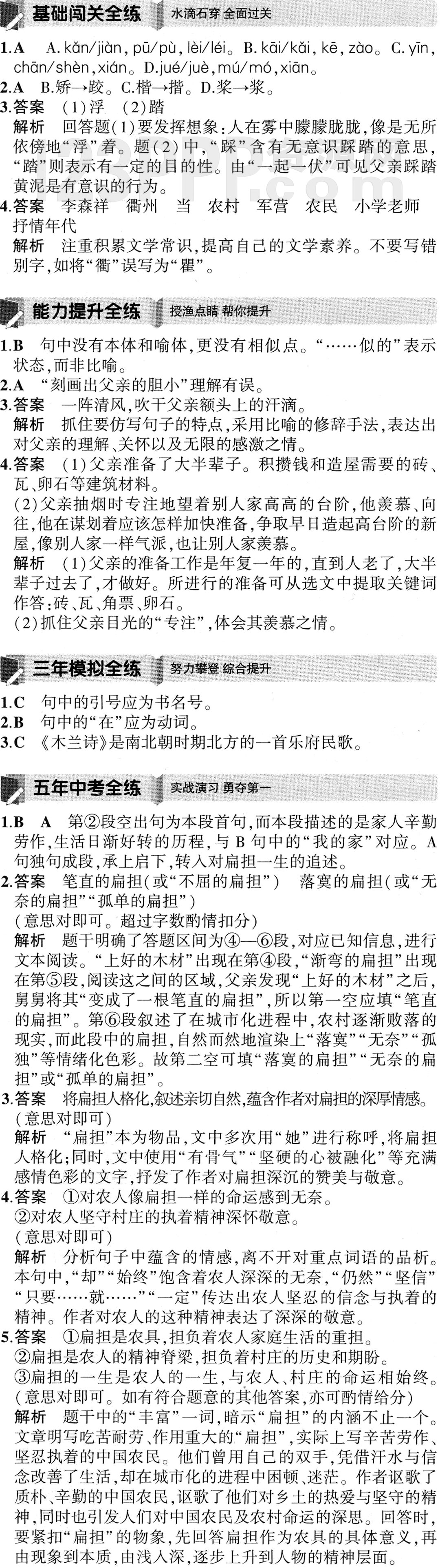 《台阶》全练试题答案解析