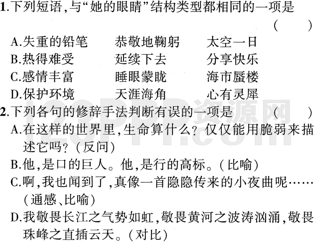 《带上她的眼睛》全练试题(基础闯关|能力提升|三年模拟|五年中考|核心素养)