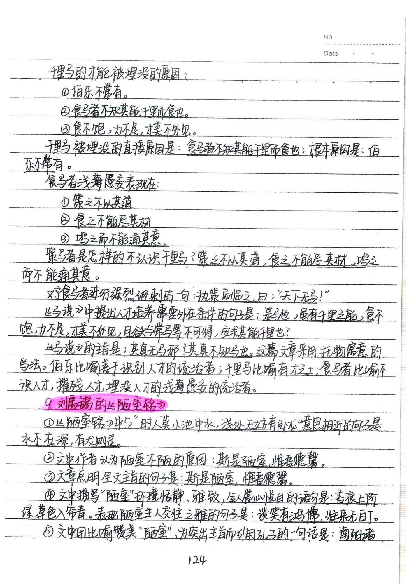 初中语文手写笔记（198页pdf格式）-中考状元手写笔记