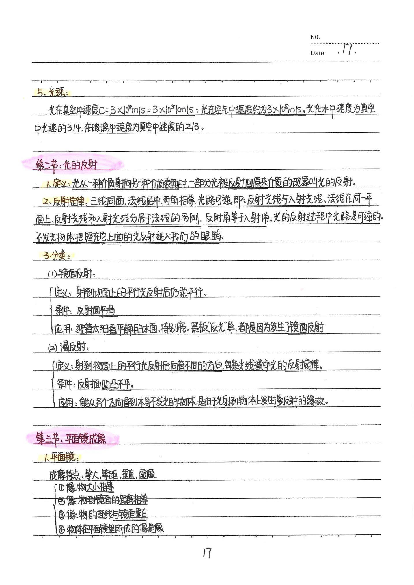 初中物理手写笔记（142页）-中考状元手写笔记下载