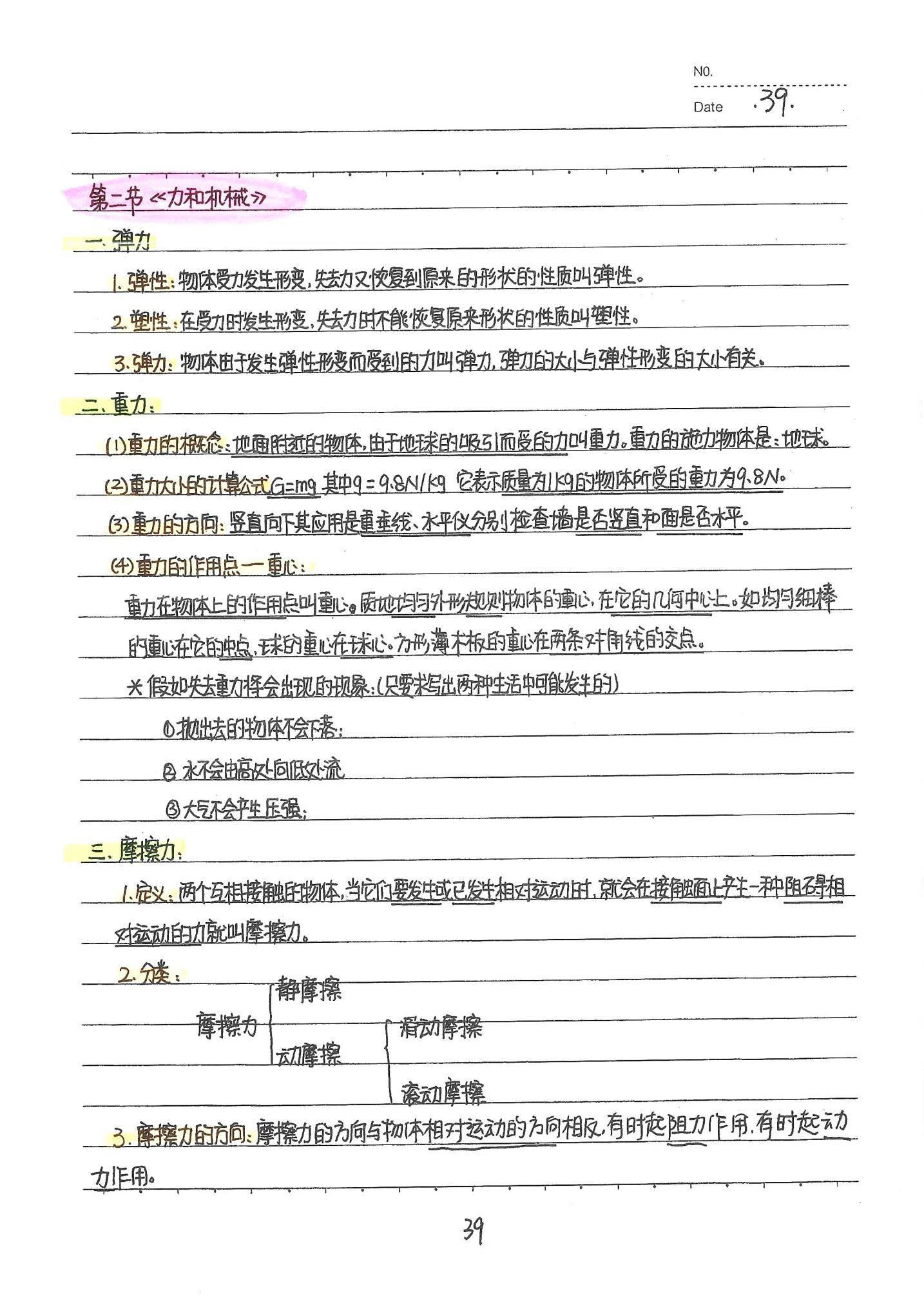 初中物理手写笔记（142页）-中考状元手写笔记下载