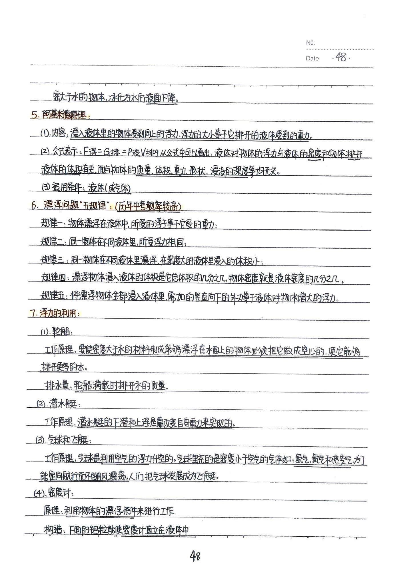 初中物理手写笔记（142页）-中考状元手写笔记下载