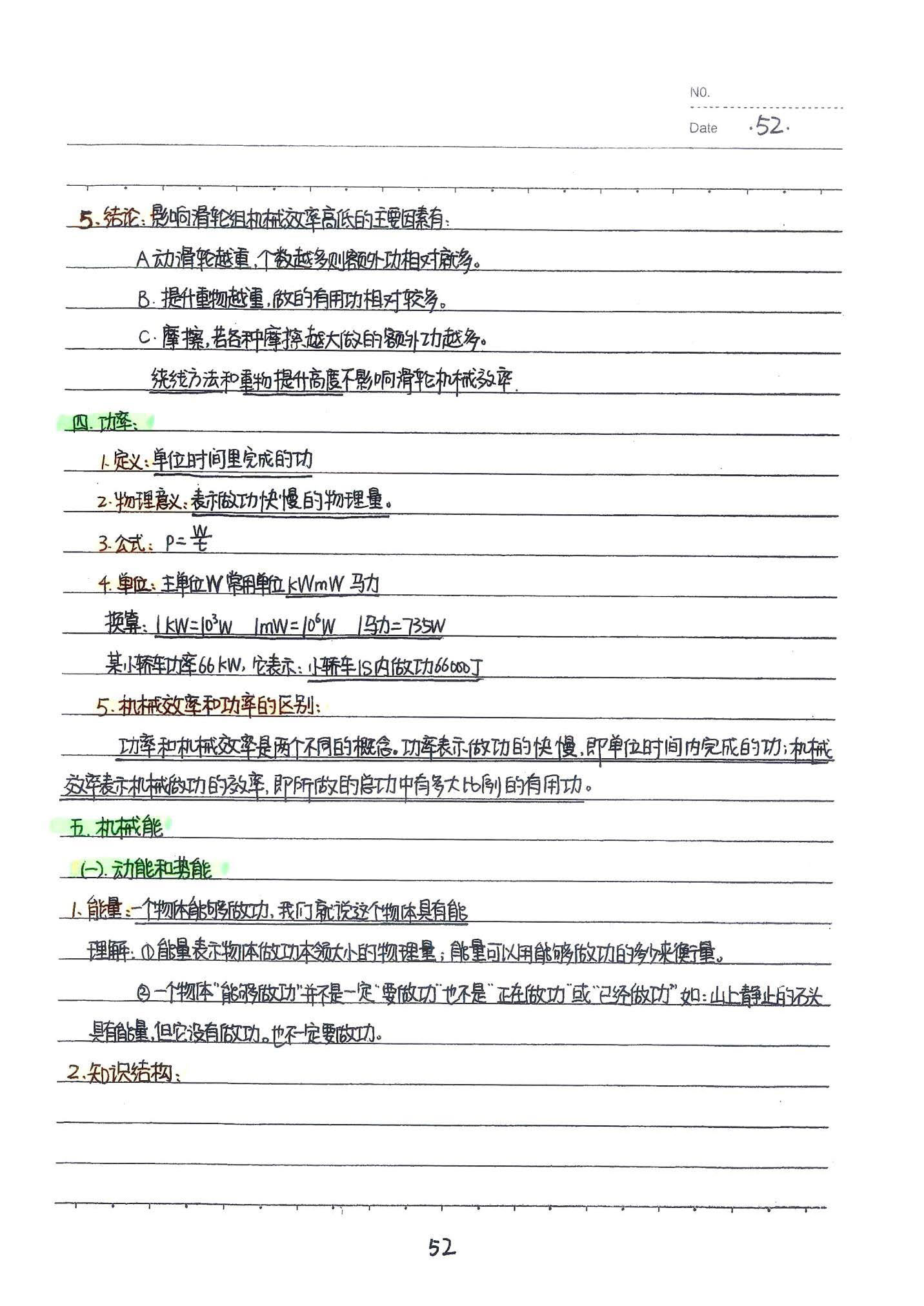 初中物理手写笔记（142页）-中考状元手写笔记下载