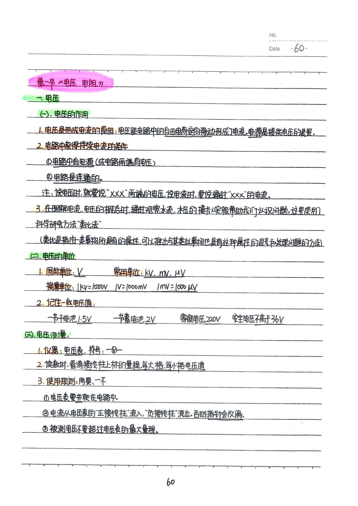 初中物理手写笔记（142页）-中考状元手写笔记下载