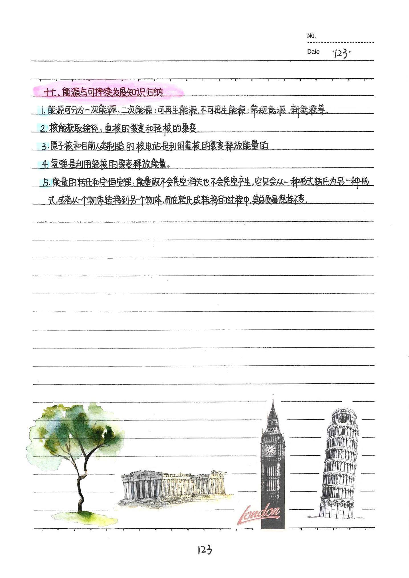 初中物理手写笔记（142页）-中考状元手写笔记下载