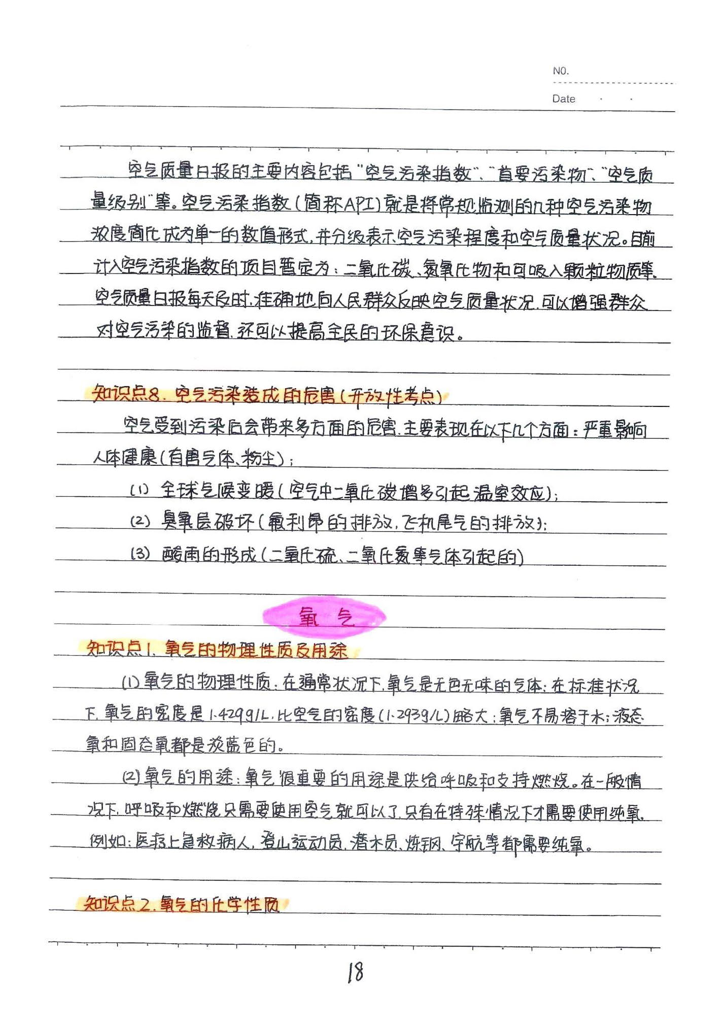 初中化学手写笔记（142页）-中考状元手写笔记下载