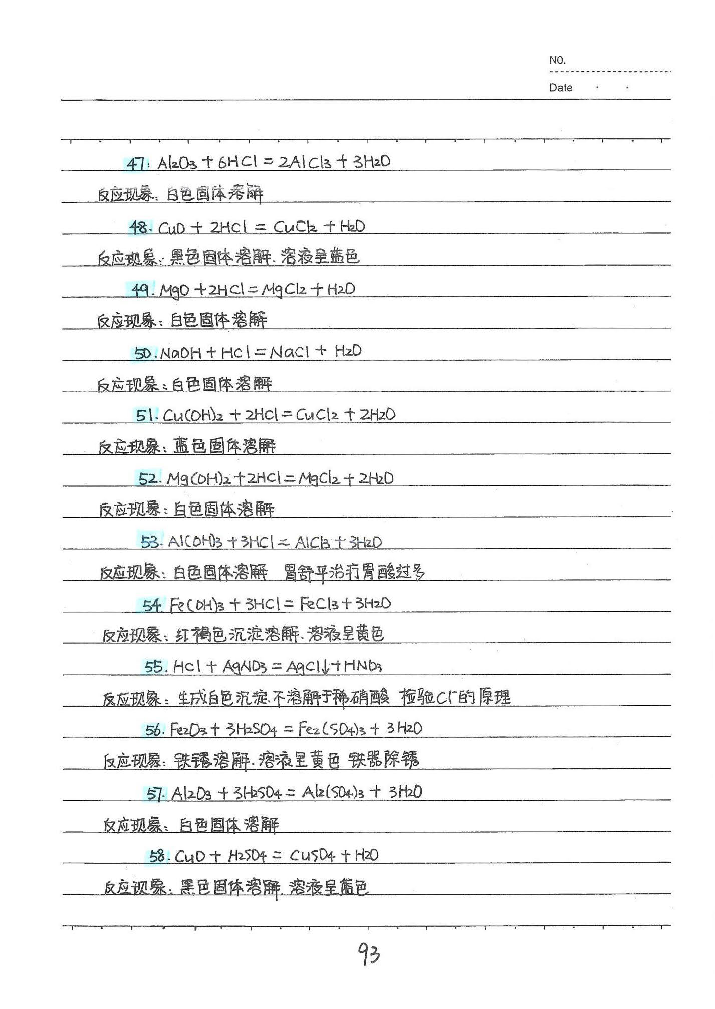 初中化学手写笔记（142页）-中考状元手写笔记下载