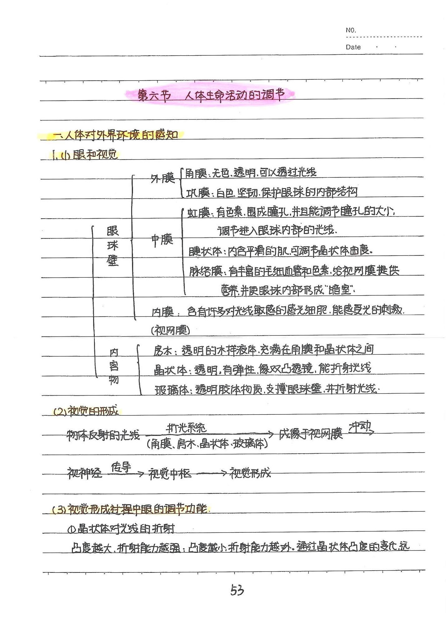 初中生物手写笔记（154页）-中考状元手写笔记下载