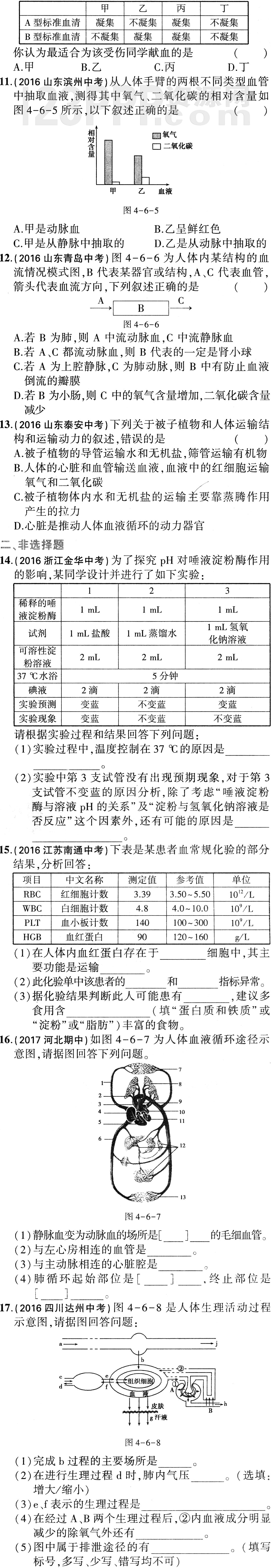 初一生物(人教版)七年级下册专项综合全练1