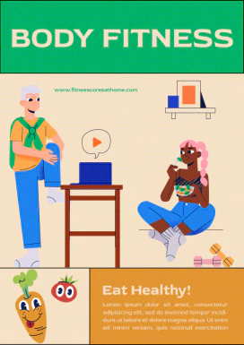 卡通扁平小人场景插画健康健身减脂餐海报封面设计PSD分层素材【013】