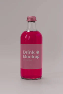 玻璃瓶酒瓶果汁饮料瓶包装VI提案展示智能贴图样机PSD设计素材【004】