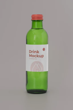 玻璃瓶酒瓶果汁饮料瓶包装VI提案展示智能贴图样机PSD设计素材【010】