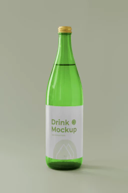 玻璃瓶酒瓶果汁饮料瓶包装VI提案展示智能贴图样机PSD设计素材【011】