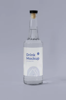玻璃瓶酒瓶果汁饮料瓶包装VI提案展示智能贴图样机PSD设计素材【017】
