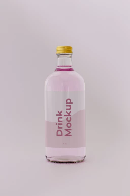 玻璃瓶酒瓶果汁饮料瓶包装VI提案展示智能贴图样机PSD设计素材【020】