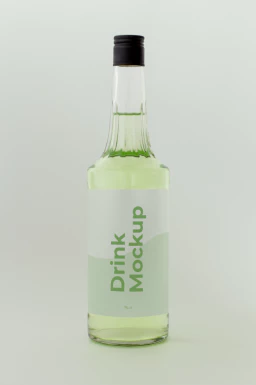玻璃瓶酒瓶果汁饮料瓶包装VI提案展示智能贴图样机PSD设计素材【021】