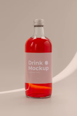 玻璃瓶酒瓶果汁饮料瓶包装VI提案展示智能贴图样机PSD设计素材【024】