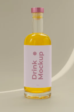 玻璃瓶酒瓶果汁饮料瓶包装VI提案展示智能贴图样机PSD设计素材【025】