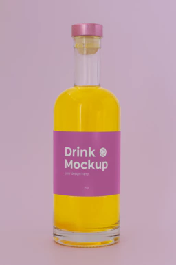 玻璃瓶酒瓶果汁饮料瓶包装VI提案展示智能贴图样机PSD设计素材【029】